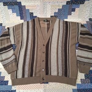 Vintage‎ Irvine Park 3D Cardigan Sweater Sz XL Textured Coogie Style Grandpacore